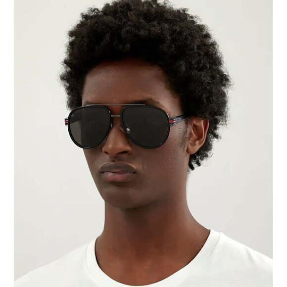 Gucci GG0447 Pilot Sunglasses Black Gray OS - Picture 10 of 15